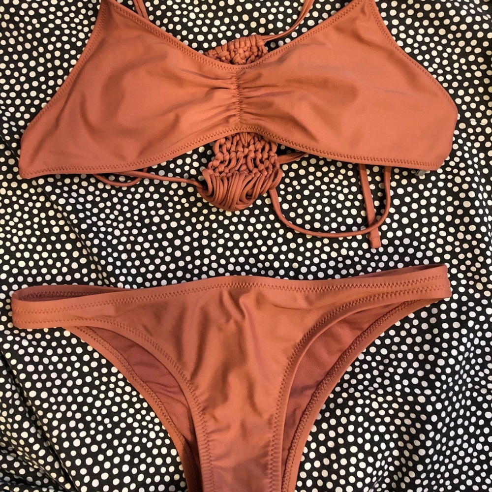 Orange-pink aerie bikini top and bottom